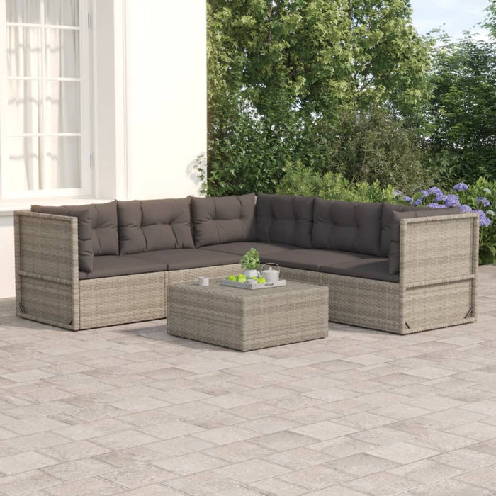 Set Divani da Giardino 5 pz con Cuscini in Polyrattan Grigio 3187200