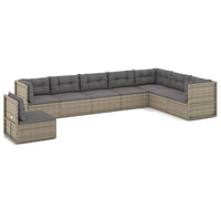 Set Divani da Giardino 8 pz con Cuscini in Polyrattan Grigio 3187220