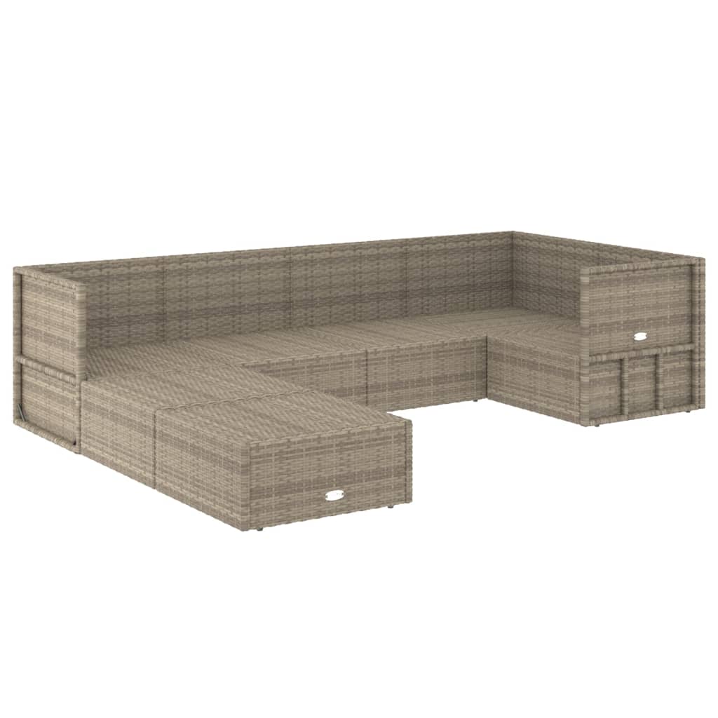 Set Divani da Giardino 7 pz con Cuscini in Polyrattan Grigio 3187231