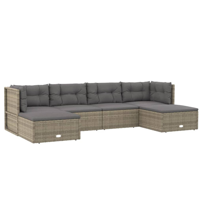 Set Divani da Giardino 6 pz con Cuscini in Polyrattan Grigio 3187234