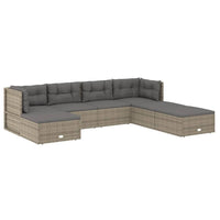 Set Divani da Giardino 7 pz con Cuscini in Polyrattan Grigio 3187235