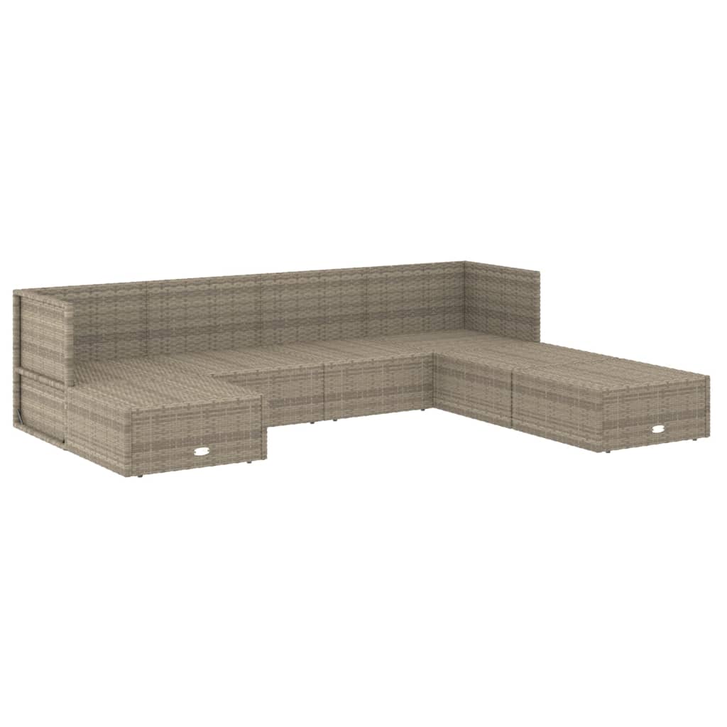 Set Divani da Giardino 7 pz con Cuscini in Polyrattan Grigio 3187235