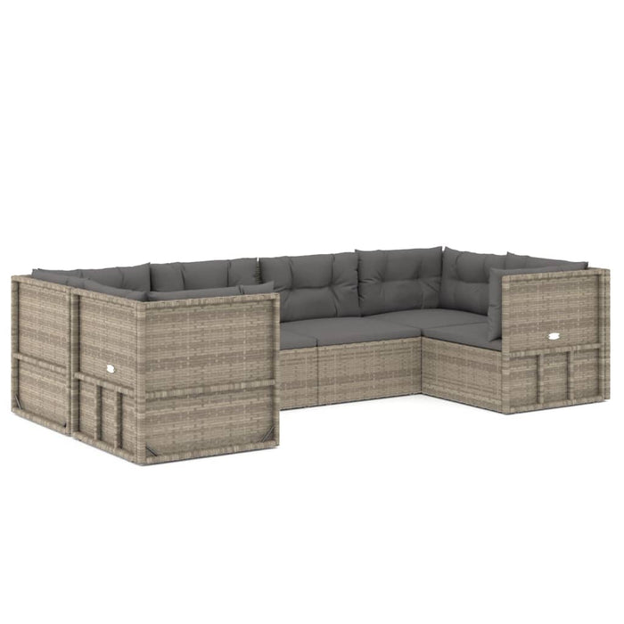 Set Divani da Giardino 6 pz con Cuscini in Polyrattan Grigio 3187246