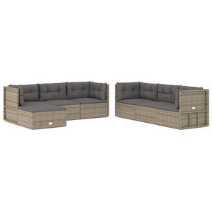 Set Divani da Giardino 7 pz con Cuscini in Polyrattan Grigio 3187247