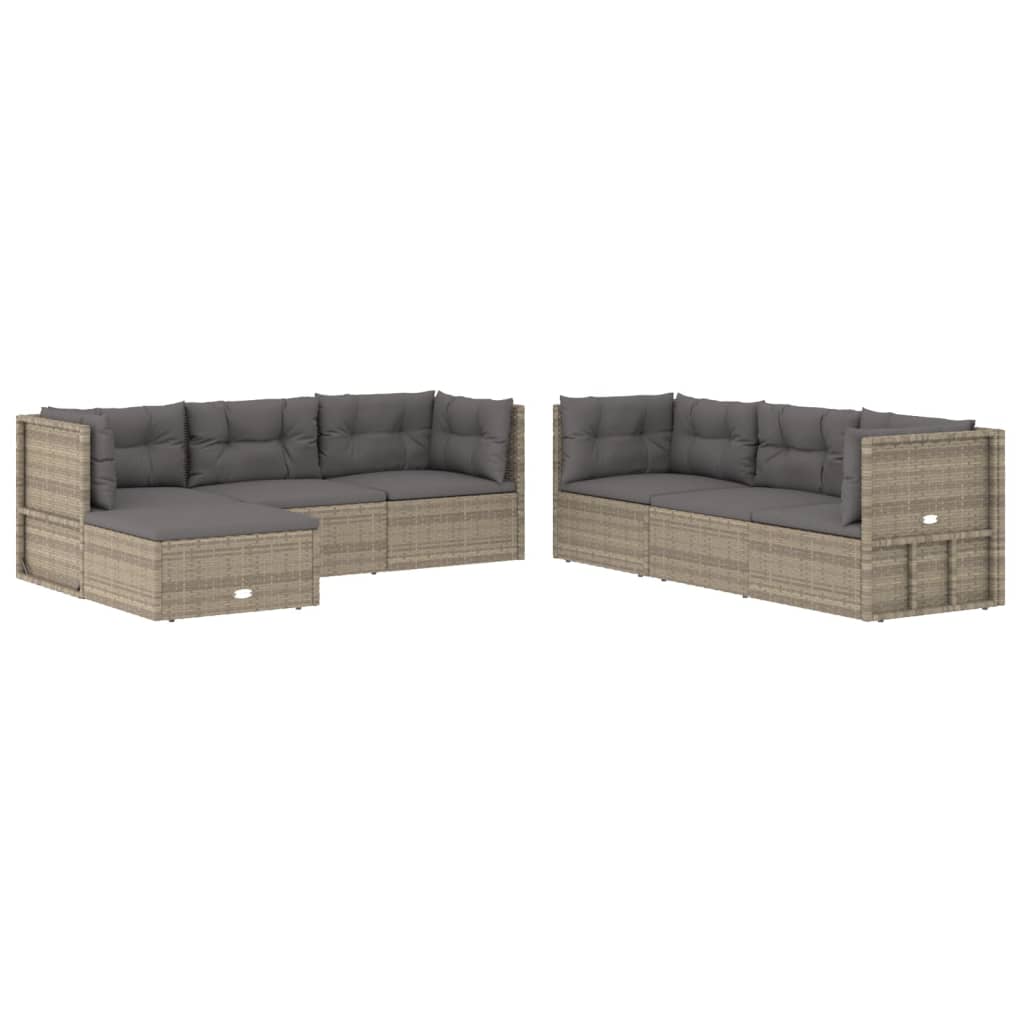 Set Divani da Giardino 7 pz con Cuscini in Polyrattan Grigio 3187247