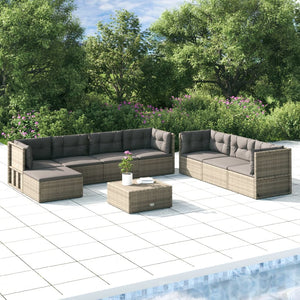 Set Divani da Giardino 8 pz con Cuscini in Polyrattan Grigio 3187249