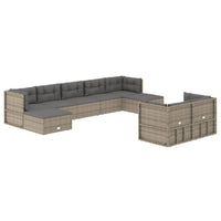 Set Divani da Giardino 9 pz con Cuscini in Polyrattan Grigio 3187258