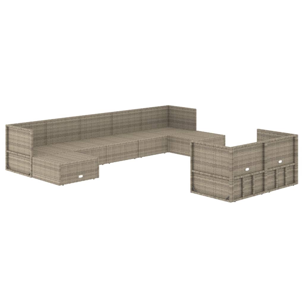 Set Divani da Giardino 9 pz con Cuscini in Polyrattan Grigio 3187258