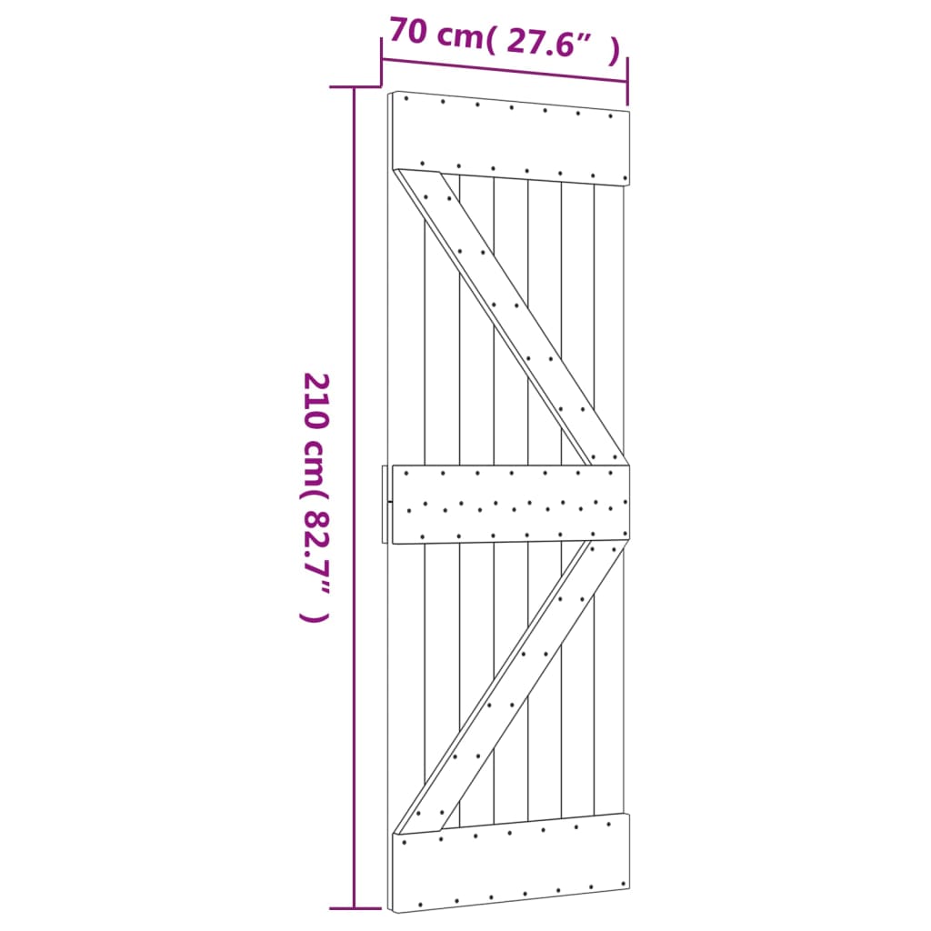 Porta 70x210 cm in Legno Massello di Pino 154427