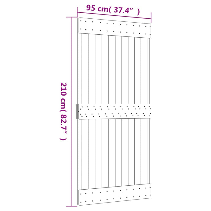 Porta 95x210 cm in Legno Massello di Pino 154434