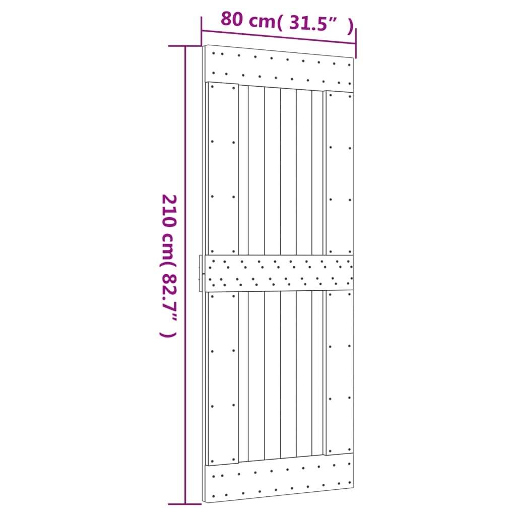 Porta 80x210 cm in Legno Massello di Pino 154437