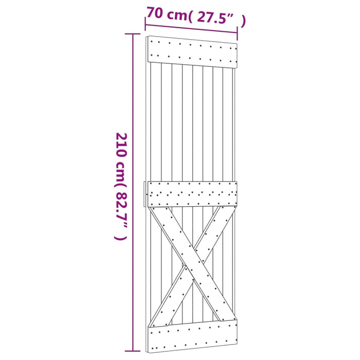 Porta 70x210 cm in Legno Massello di Pino 154442