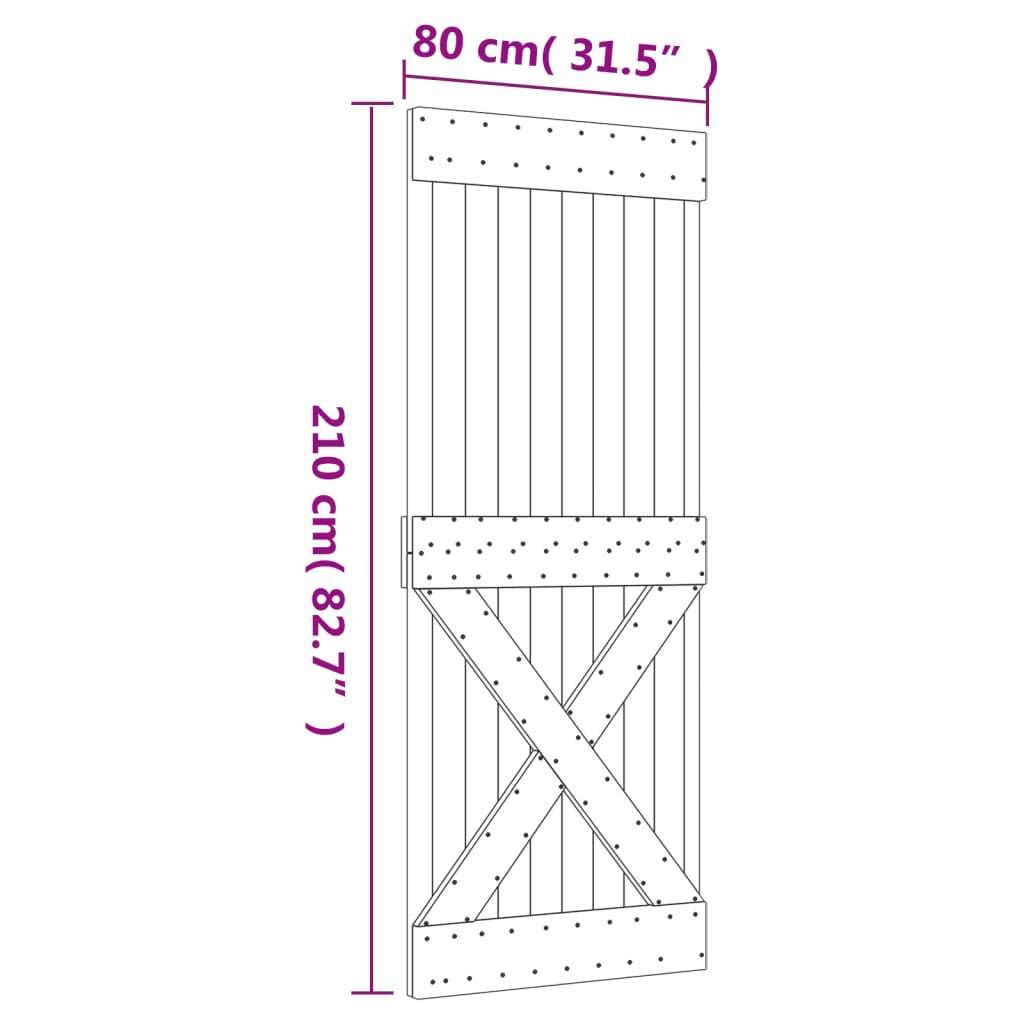 Porta 80x210 cm in Legno Massello di Pino 154443