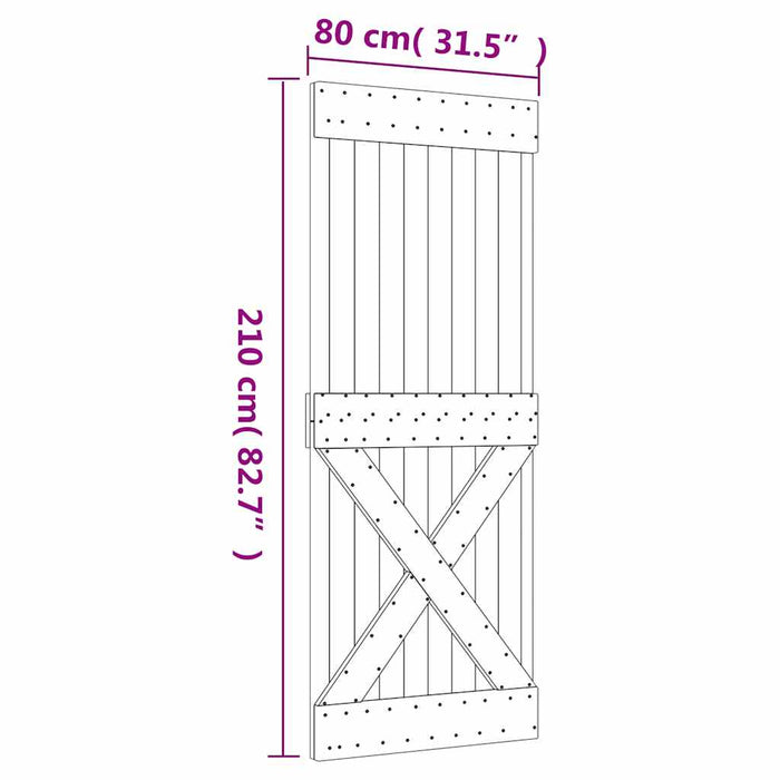 Porta 80x210 cm in Legno Massello di Pino 154443