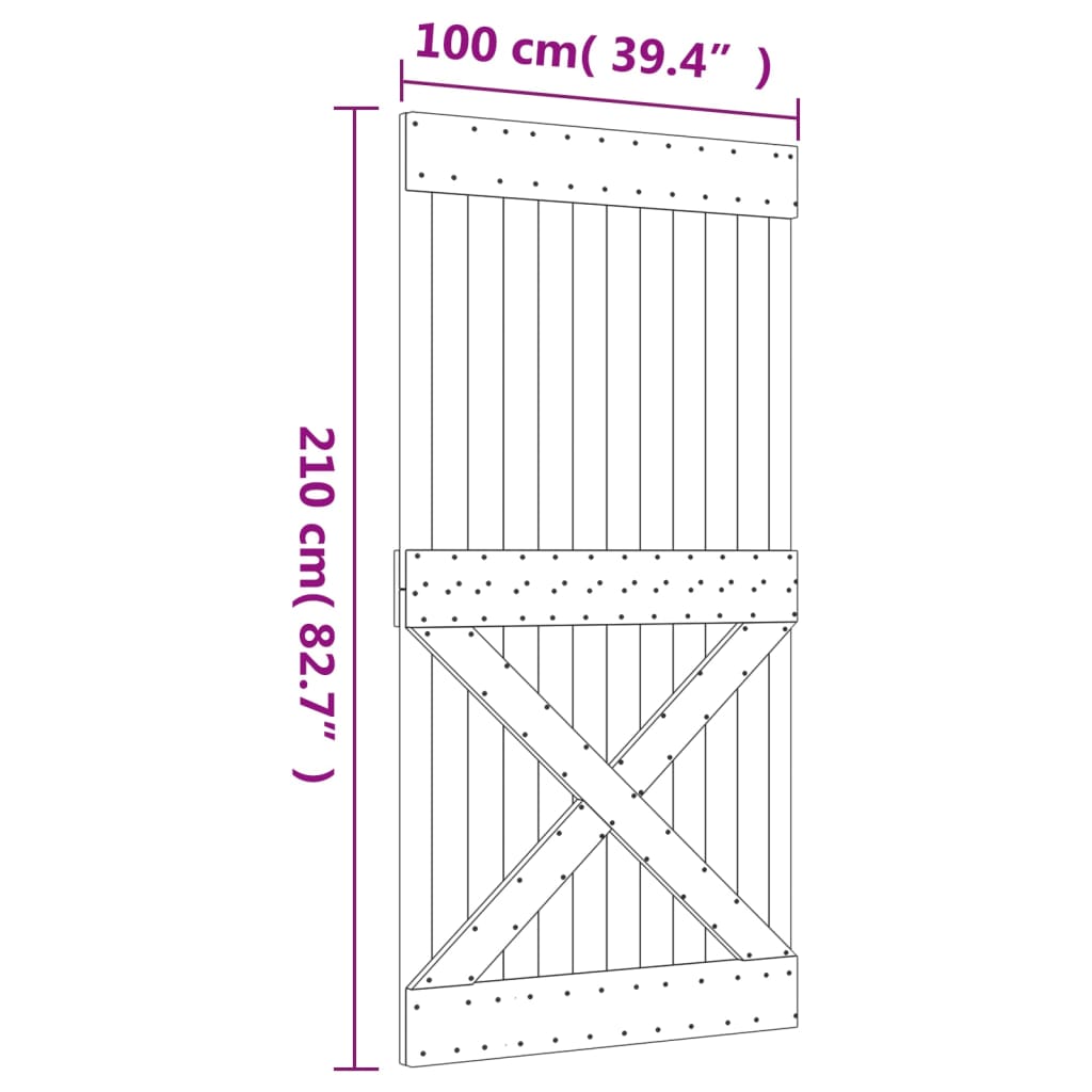 Porta 100x210 cm in Legno Massello di Pino 154447