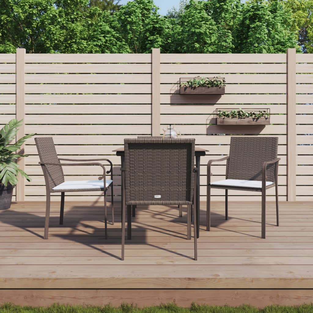 Set Pranzo da Giardino 5pz con Cuscini in Polyrattan e Acciaio 3186938