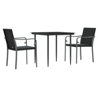 Set Pranzo da Giardino 3pz con Cuscini in Polyrattan e Acciaio 3186939