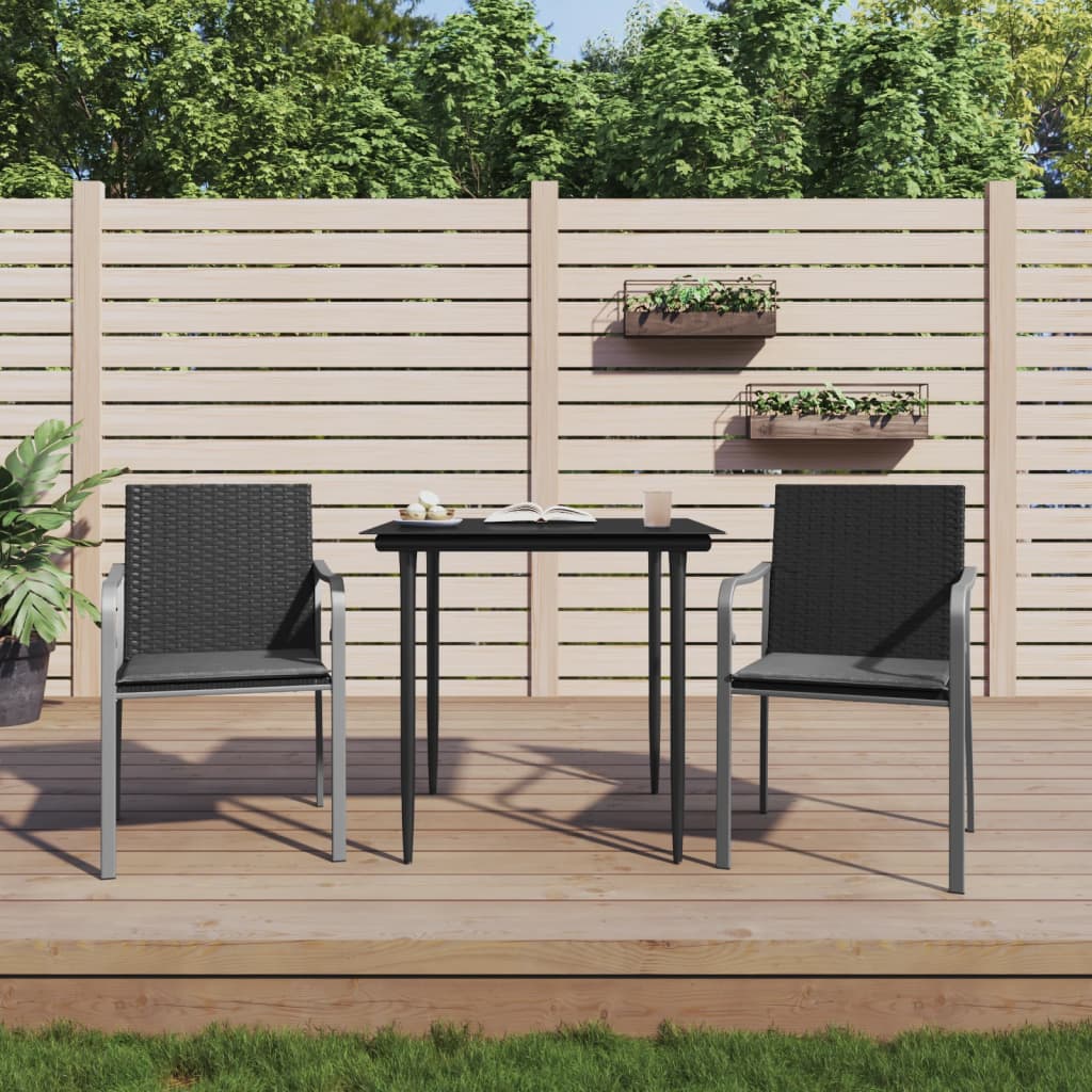 Set Pranzo da Giardino 3pz con Cuscini in Polyrattan e Acciaio 3186939