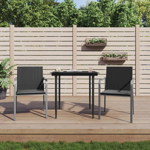 Set Pranzo da Giardino 3pz con Cuscini in Polyrattan e Acciaio 3186939