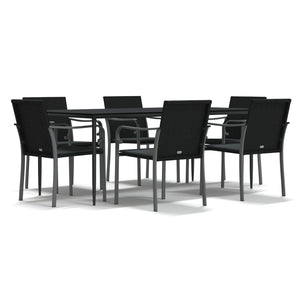 Set Pranzo da Giardino 7 pz con Cuscini in Polyrattan e Acciaio 3186951