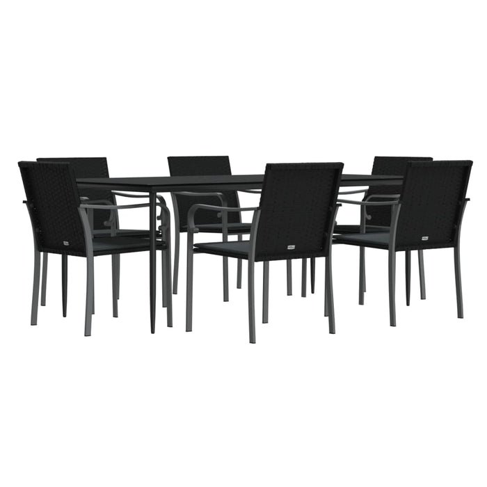 Set Pranzo da Giardino 7 pz con Cuscini in Polyrattan e Acciaio 3186951