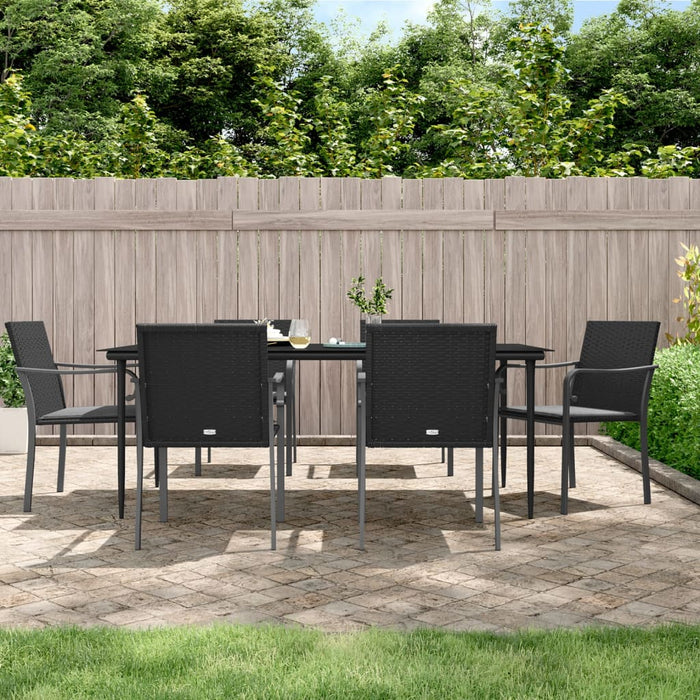 Set Pranzo da Giardino 7 pz con Cuscini in Polyrattan e Acciaio 3186951