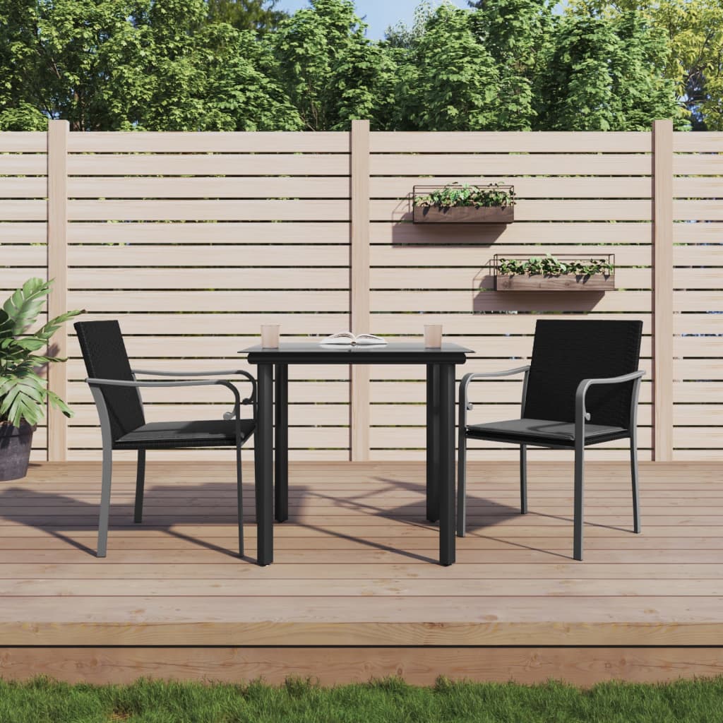 Set Pranzo da Giardino 3pz con Cuscini in Polyrattan e Acciaio 3186955