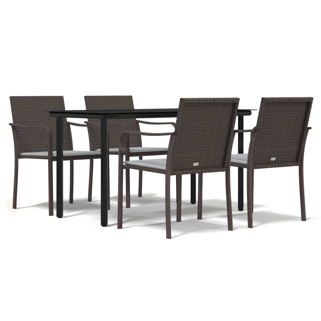 Set Pranzo da Giardino 5pz con Cuscini in Polyrattan e Acciaio 3186957