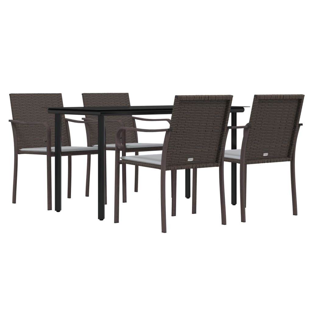 Set Pranzo da Giardino 5pz con Cuscini in Polyrattan e Acciaio 3186957