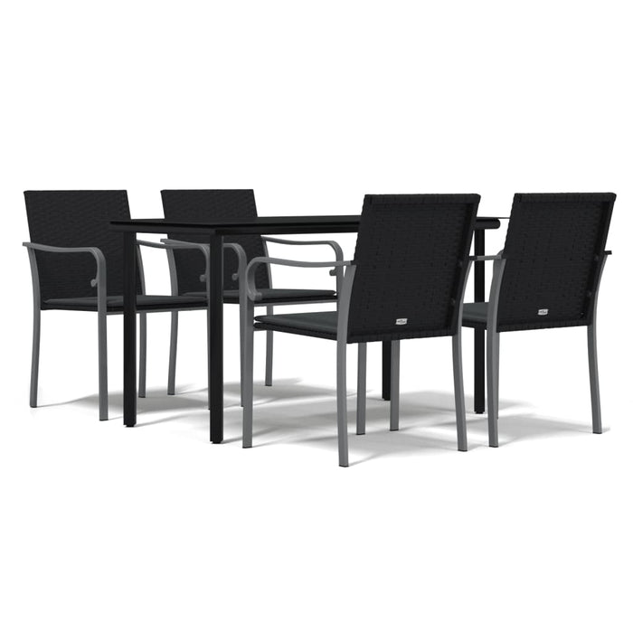 Set Pranzo da Giardino 5pz con Cuscini in Polyrattan e Acciaiocod mxl 100581