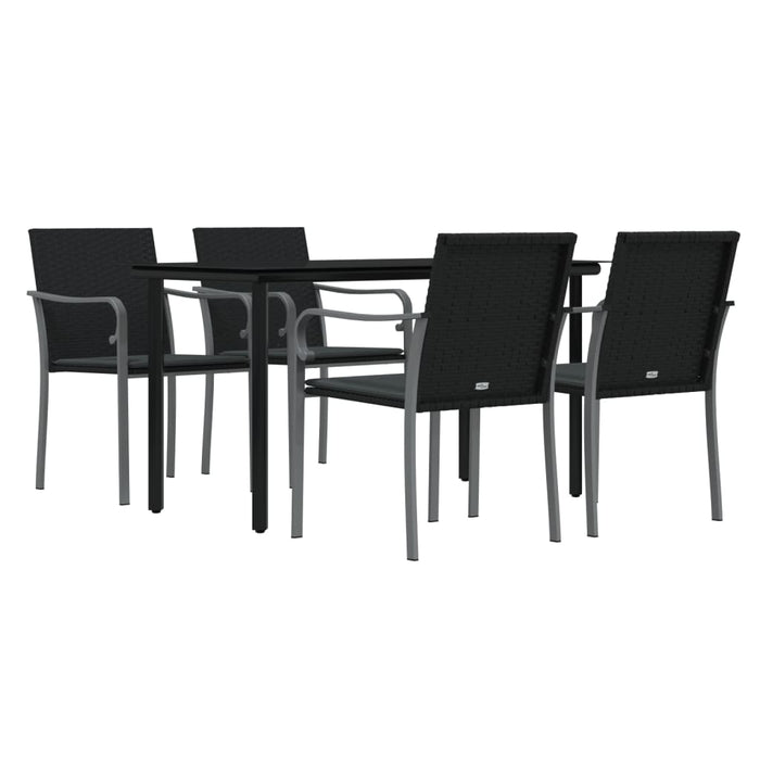 Set Pranzo da Giardino 5pz con Cuscini in Polyrattan e Acciaiocod mxl 100581