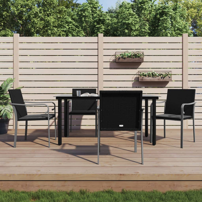 Set Pranzo da Giardino 5pz con Cuscini in Polyrattan e Acciaiocod mxl 100581