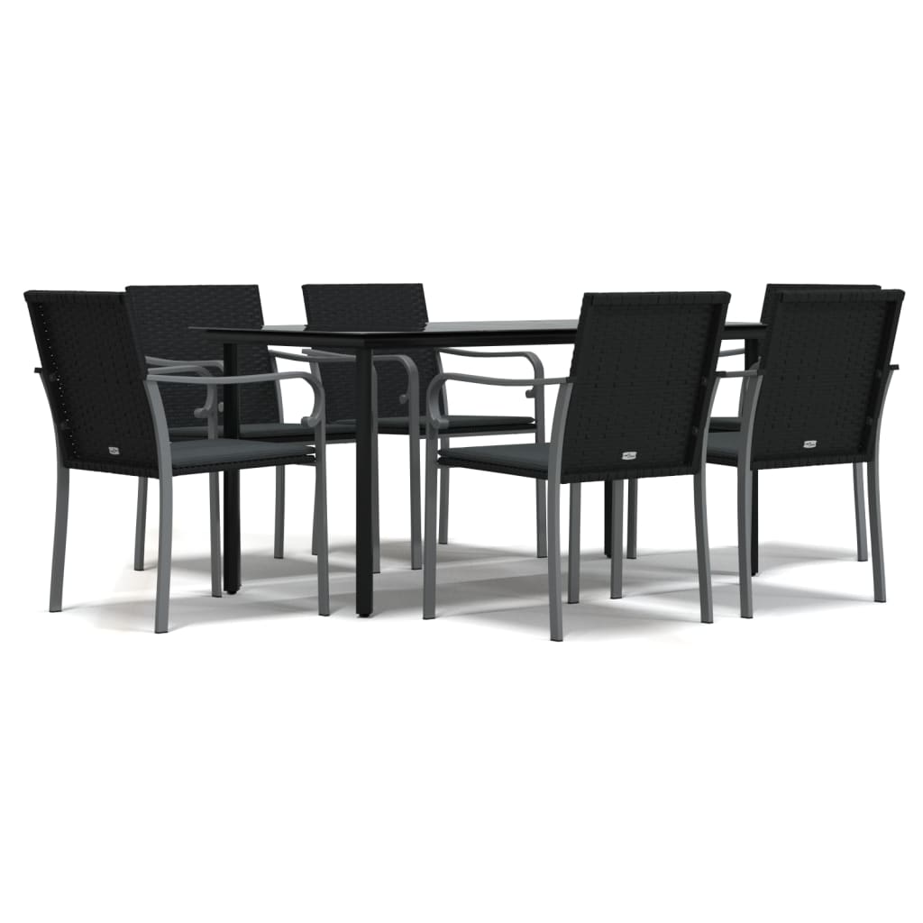 Set Pranzo da Giardino 7 pz con Cuscini in Polyrattan e Acciaio 3186964