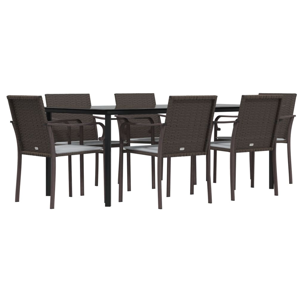 Set Pranzo da Giardino 7 pz con Cuscini in Polyrattan e Acciaio 3186965