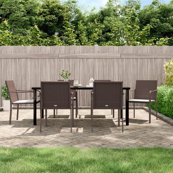 Set Pranzo da Giardino 7 pz con Cuscini in Polyrattan e Acciaio 3186965