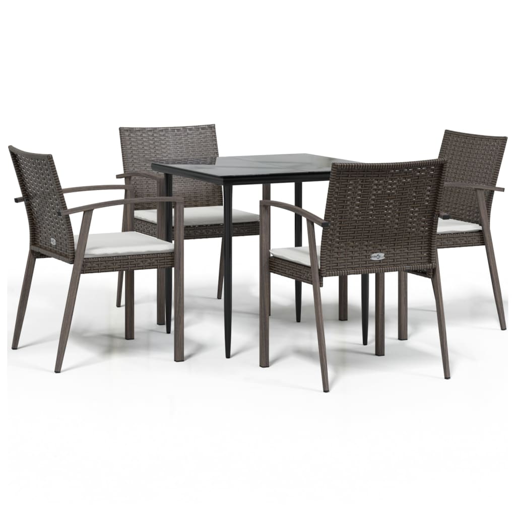 Set Pranzo da Giardino 5pz con Cuscini in Polyrattan e Acciaio 3186970