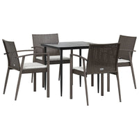 Set Pranzo da Giardino 5pz con Cuscini in Polyrattan e Acciaio 3186970