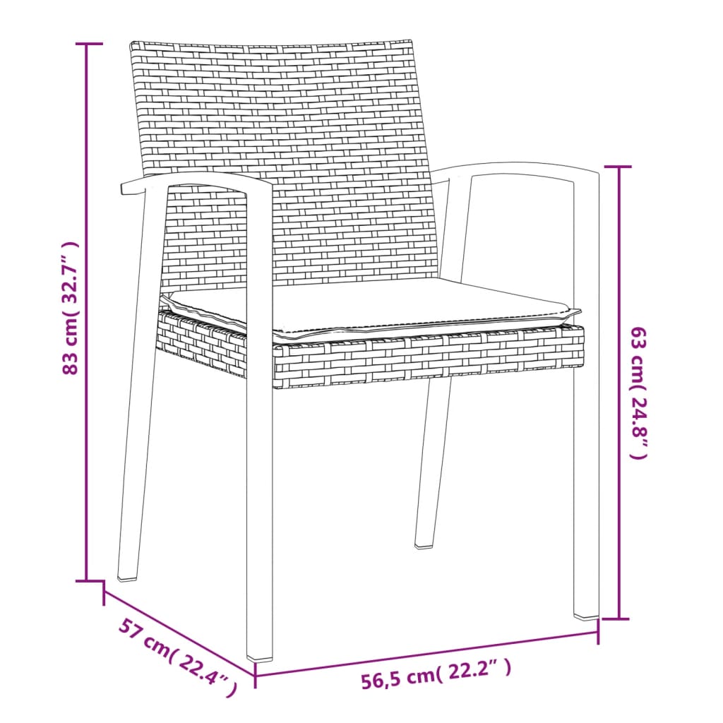 Set Pranzo da Giardino 5pz con Cuscini in Polyrattan e Acciaio 3186970