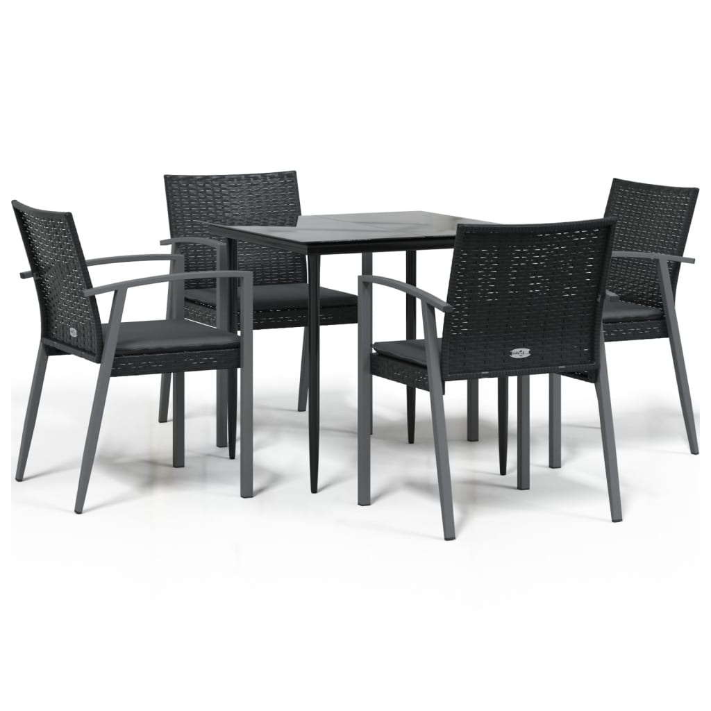 Set Pranzo da Giardino 5pz con Cuscini in Polyrattan e Acciaio 3186972