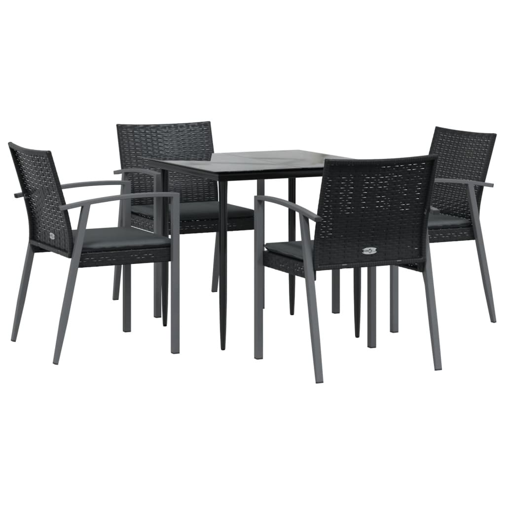 Set Pranzo da Giardino 5pz con Cuscini in Polyrattan e Acciaio 3186972