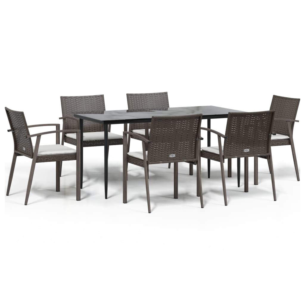 Set Pranzo da Giardino 7 pz con Cuscini in Polyrattan e Acciaio 3186978