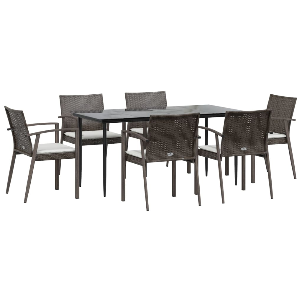 Set Pranzo da Giardino 7 pz con Cuscini in Polyrattan e Acciaio 3186978