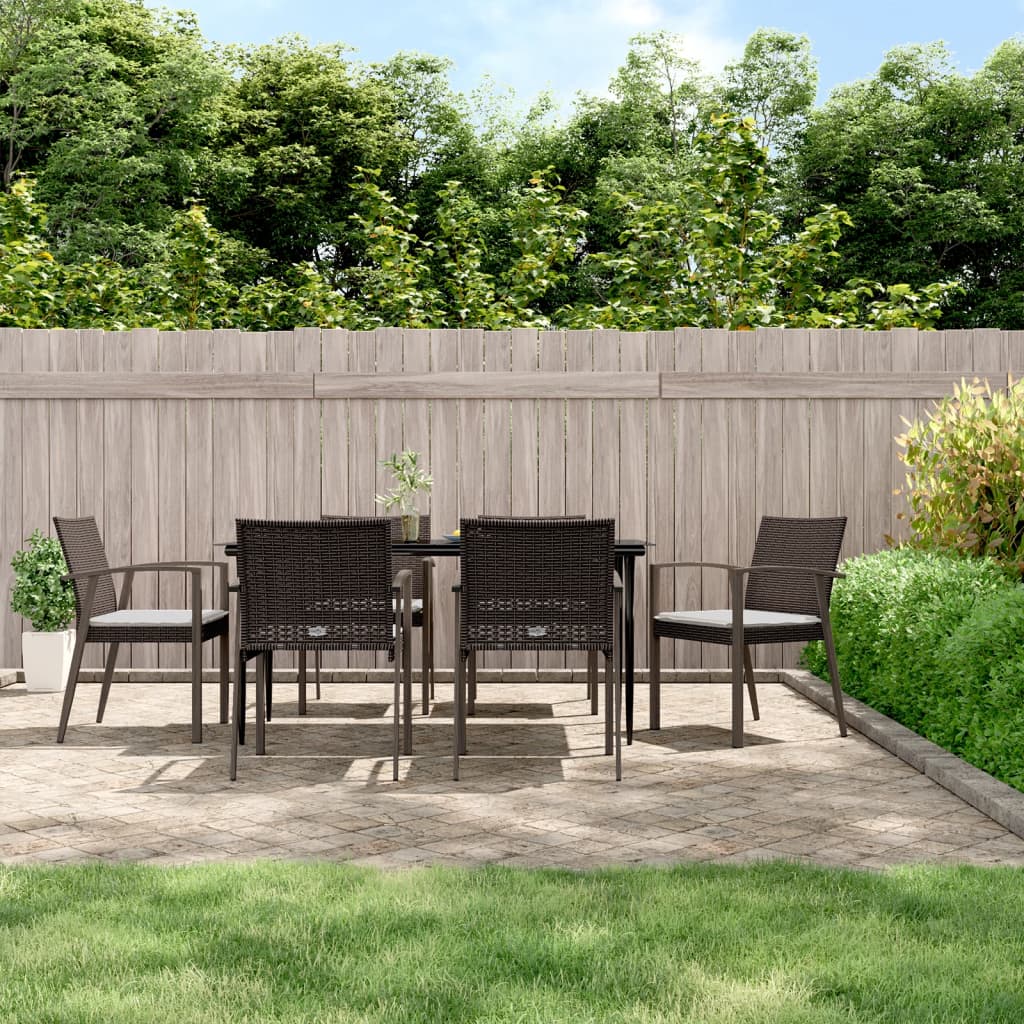 Set Pranzo da Giardino 7 pz con Cuscini in Polyrattan e Acciaio 3186978