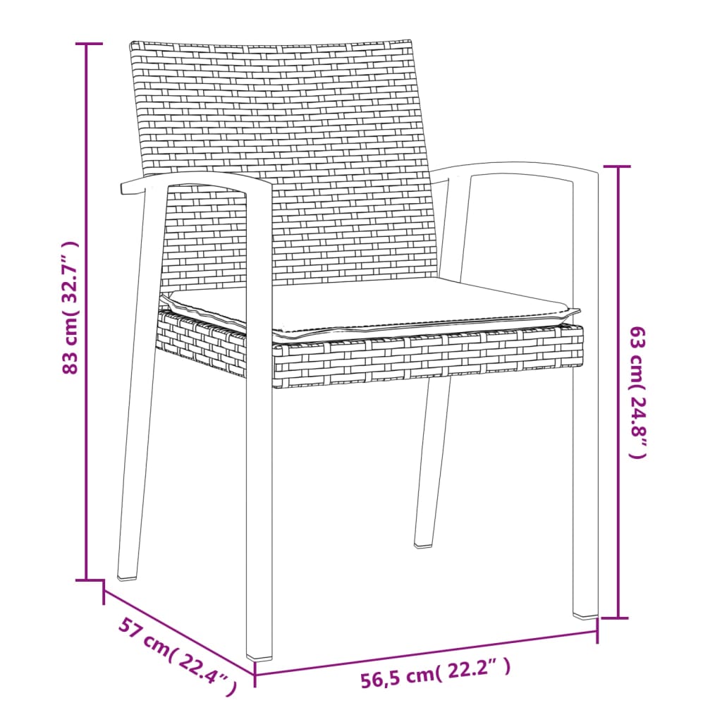 Set Pranzo da Giardino 9 pz con Cuscini in Polyrattan e Acciaio 3186982