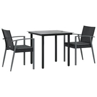 Set Pranzo da Giardino 3pz con Cuscini in Polyrattan e Acciaio 3186987