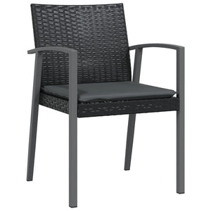 Set Pranzo da Giardino 3pz con Cuscini in Polyrattan e Acciaio 3186987