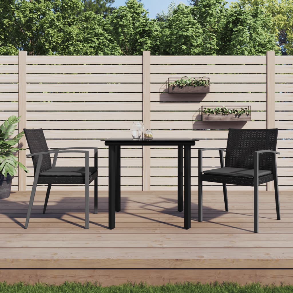 Set Pranzo da Giardino 3pz con Cuscini in Polyrattan e Acciaio 3186987