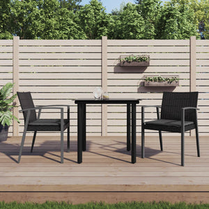 Set Pranzo da Giardino 3pz con Cuscini in Polyrattan e Acciaio 3186987