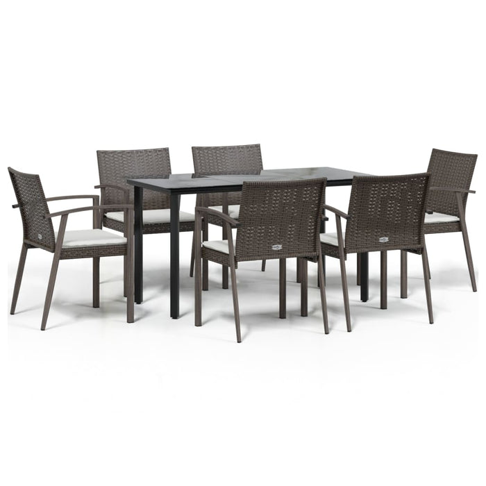 Set Pranzo da Giardino 7 pz con Cuscini in Polyrattan e Acciaio 3186990