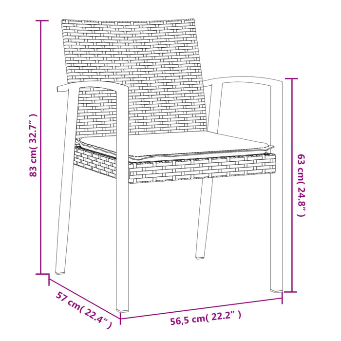 Set Pranzo da Giardino 7 pz con Cuscini in Polyrattan e Acciaio 3186990